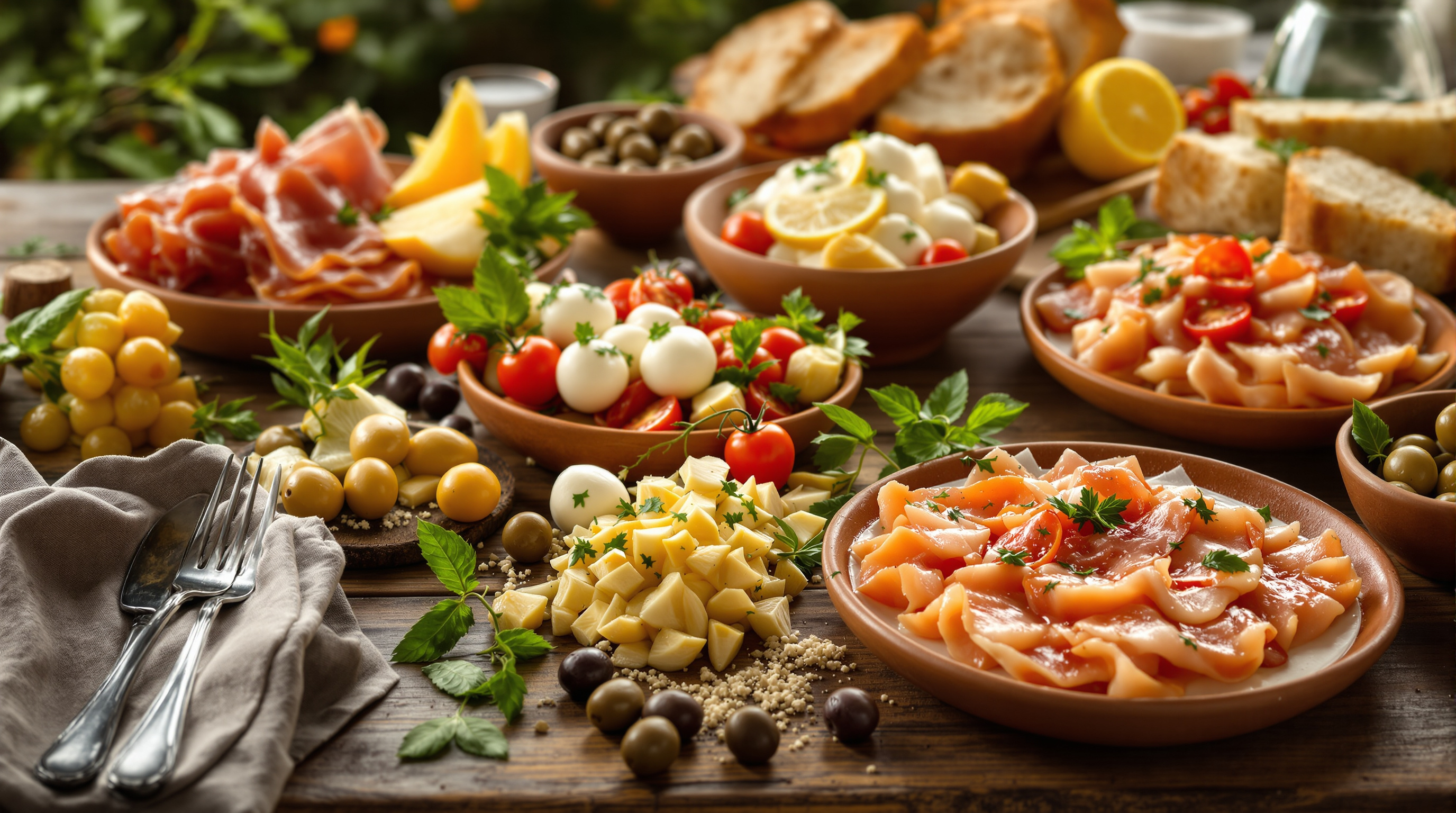 Italiaanse antipasti met parmaham, buffelmozzarella en gemarineerde artisjokken