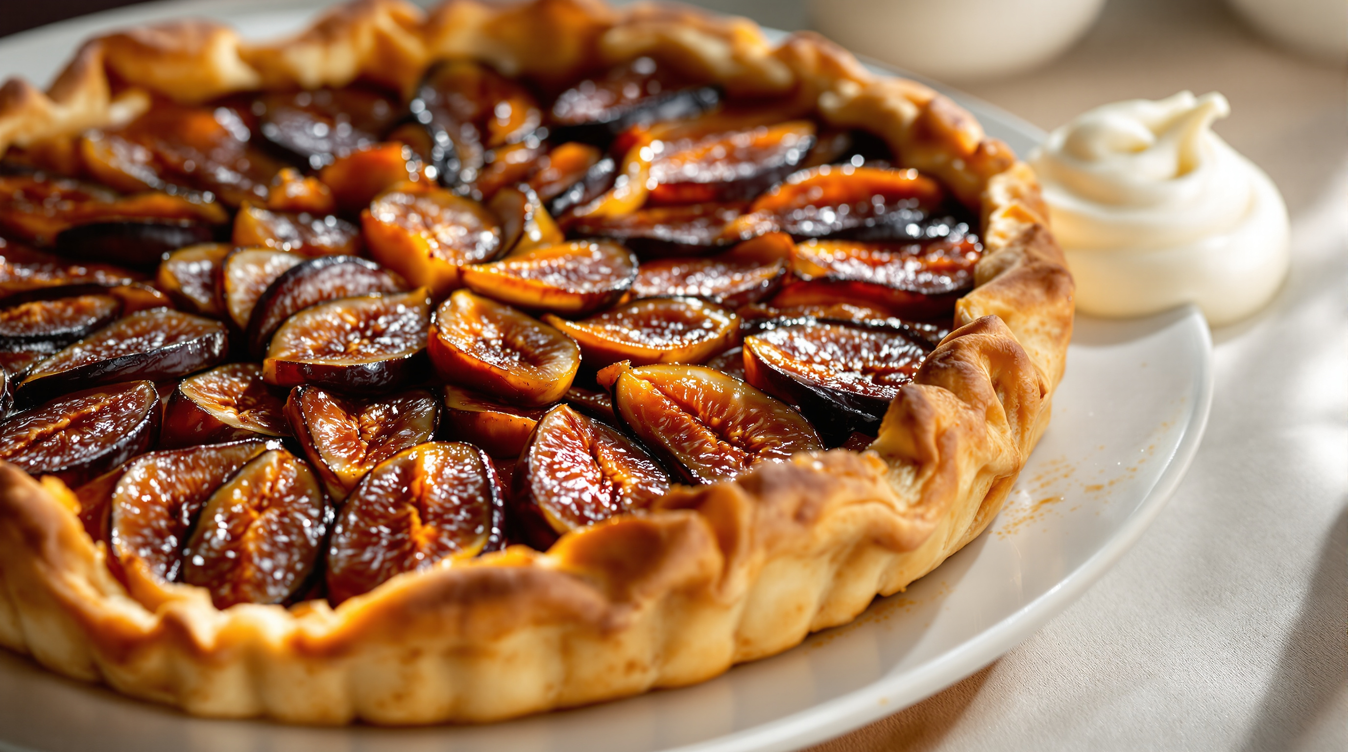 Tarte tatin van vijgen met gekarameliseerde vijgen en citroencrème